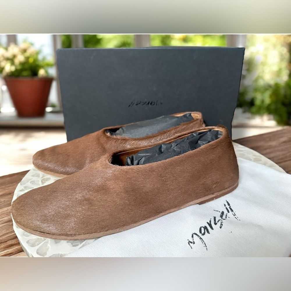 MARSELL Italy $1098 Limited Coltellaccio Ballerina Flats Pony Fur Hide Noce 39